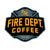 A maltese cross design with a banner across the front that reads FIRE DEPT. COFFEE in yellow letters