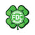 A green shamrock design with a green FDC maltese cross logo at its center
