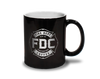 The cold version of FDC's Flame Color Changing Mug. It is black with the maltese cross logo in white.