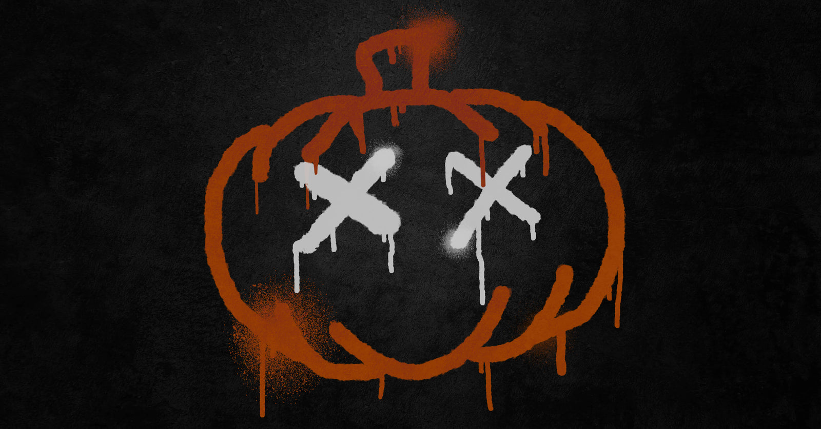 Graffiti pumpkin with X's as eyes
