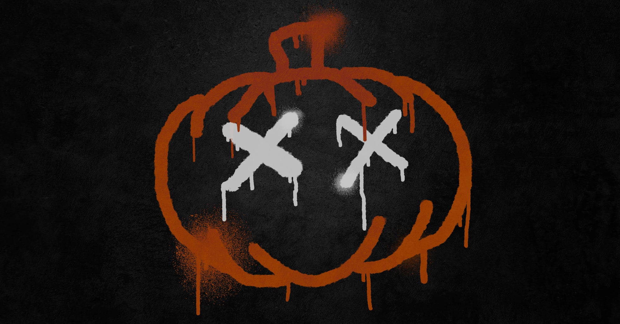 Graffiti pumpkin with X's as eyes