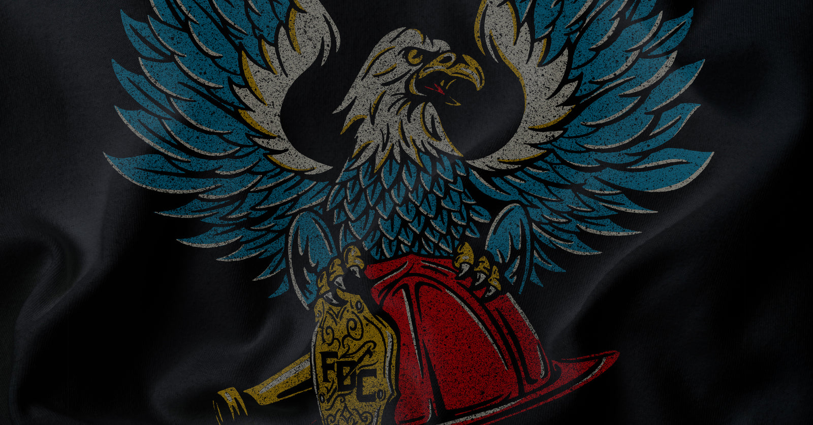 Bald eagle illustration on a black shirt.