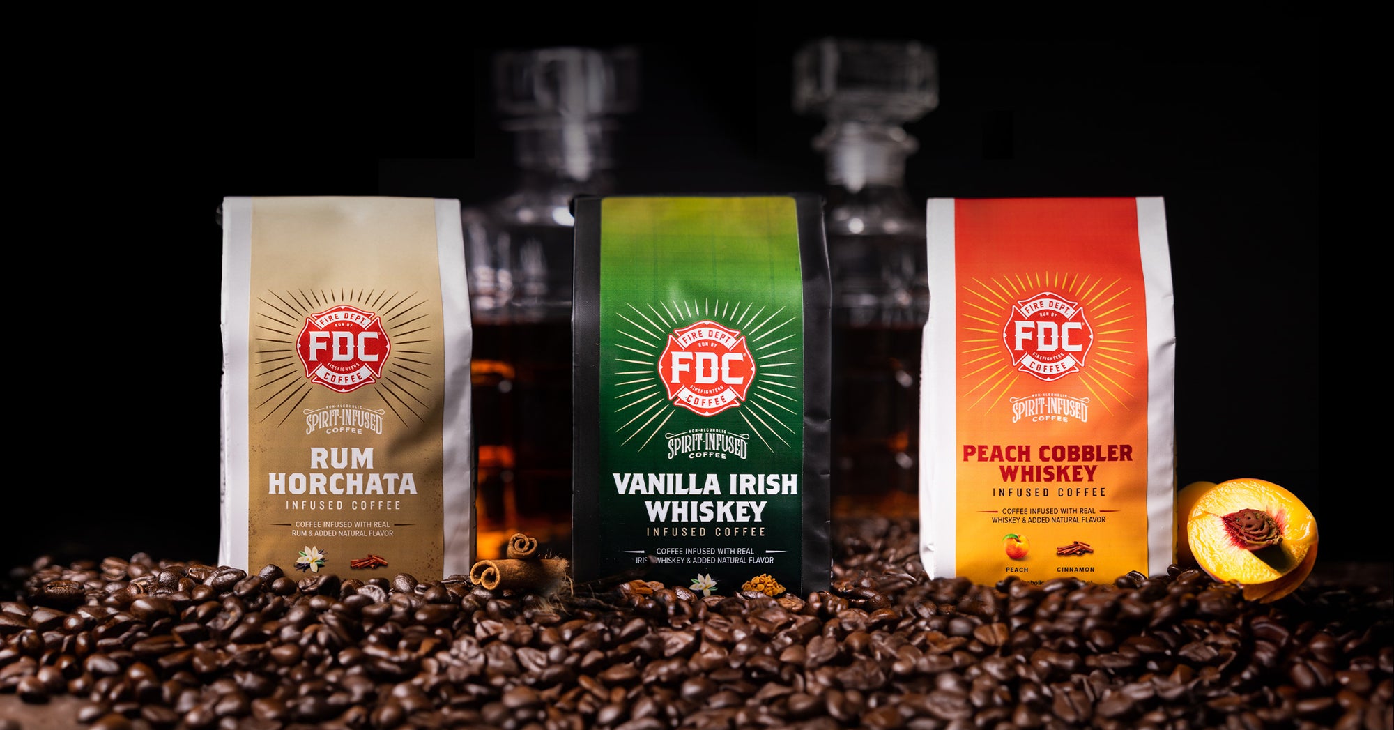 Fire Dept. Coffee's Spirit Infused Coffee Club line up.