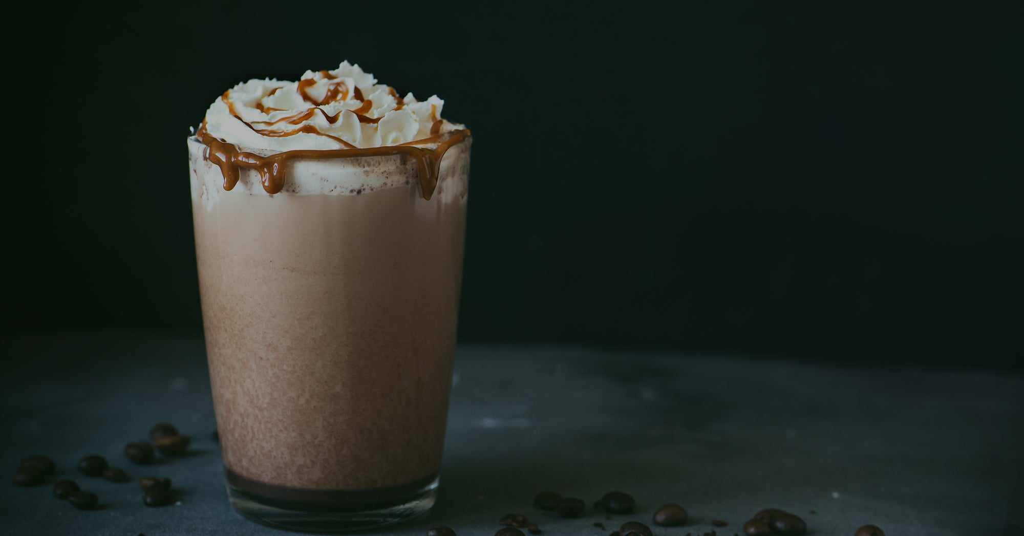 Frozen coffee in a glass cup.