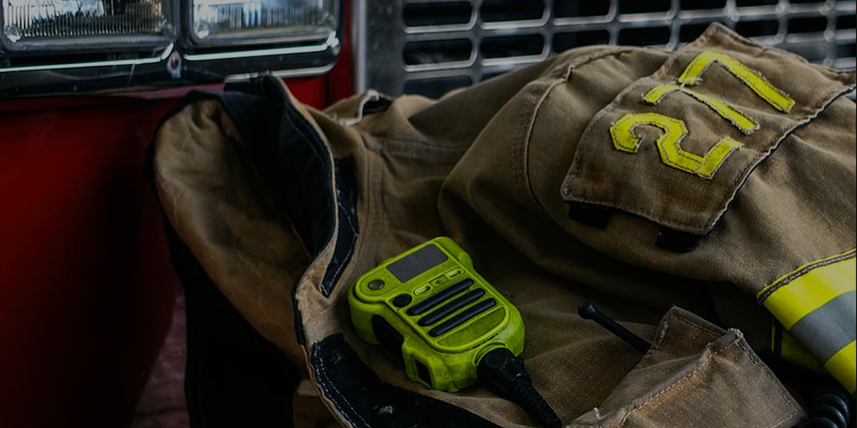 SupHeroes Image of firefighter jacket with C.B. radio.