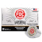 FDC Fire Department Spirit Infused Coffee Vanilla Bean Bourbon single-serve coffee pods, showing the product box and one individual pod on a clean white background.