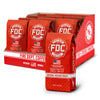 Red coffee bags with FDC Coffee branding on a white background