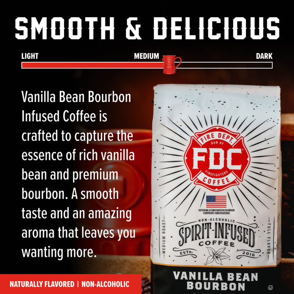 Fire Dept. Coffee, Vanilla Bean Bourbon Infused Coffee
