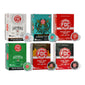 The Fire Department Coffee Pod Variety Pack featuring the Vanilla Bean Bourbon Infused Coffee Pods, Shellback Espresso Coffee Pods, Original Medium Roast Coffee Pods, Irish Whiskey Infused Coffee Pods, Donut Shop Coffee Pods, and Dark Roast Coffee Pods