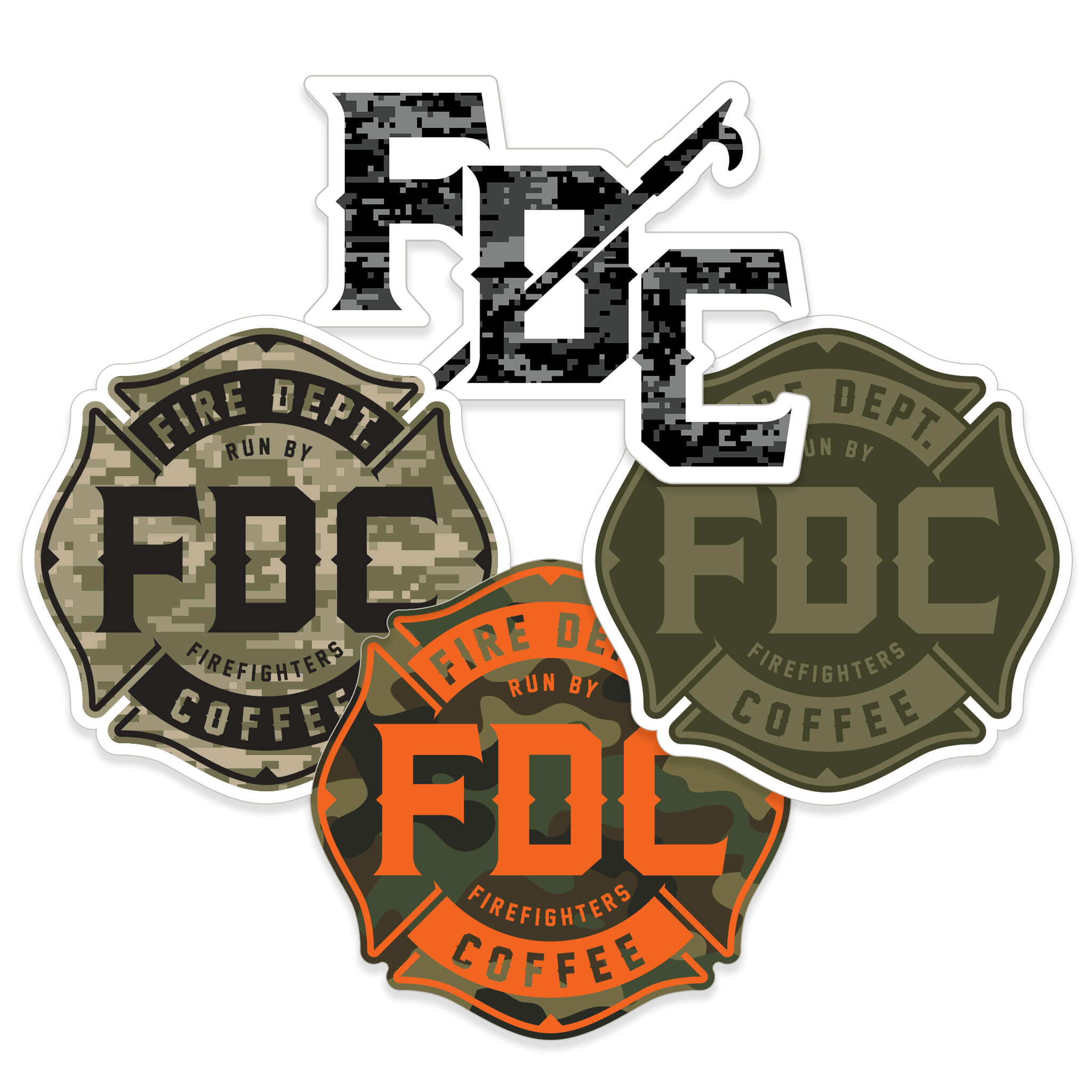 Camo Sticker Pack Camouflage Stickers Fire Department Coffee
