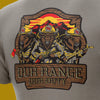 T-shirt with a graphic of three bears in firefighter hats and gear, holding axes, with Our Range Our Duty text on a gray background.