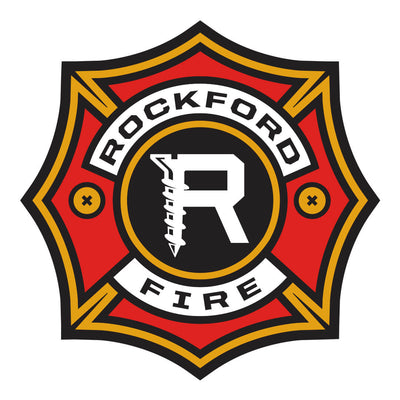 Rockford Fire logo with red, black, and yellow colors on a white background

