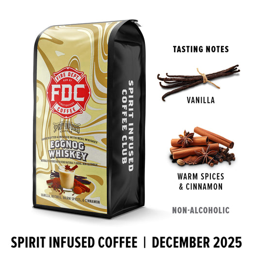 FDC Spirit Infused Coffee package with coffee beans and spices on a white background

