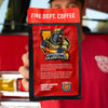 A coffee bag featuring the 'Guardians of the Golden State' design and the CalFire Benevolent Foundation logo in the bottom right corner.