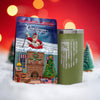 A lifestyle holiday background picture with Fire Department Coffee's Christmas bend coffee and a Fire Department Coffee green flag tumbler.