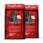 Two red coffee packages with a firefighter graphic and ’Lone Star Grit’ branding on a white background.

