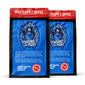 Two packages of Fire Dept. Coffee with blue and red design on a white background