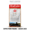Fire Dept. Coffee package with a scenic image of coffee plants and a person on a white background.