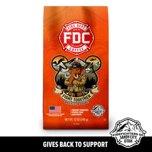 Fire Department Coffee bag with white background and logo