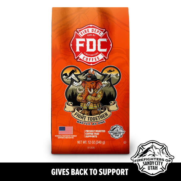 Fire Department Coffee bag with white background and logo