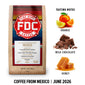 FDC Firefighters Coffee package with tasting notes for orange, milk chocolate, and honey.