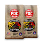 Two bags of FDC Fire Department Coffee ’Divided vs United’ coffee beans on a white background.