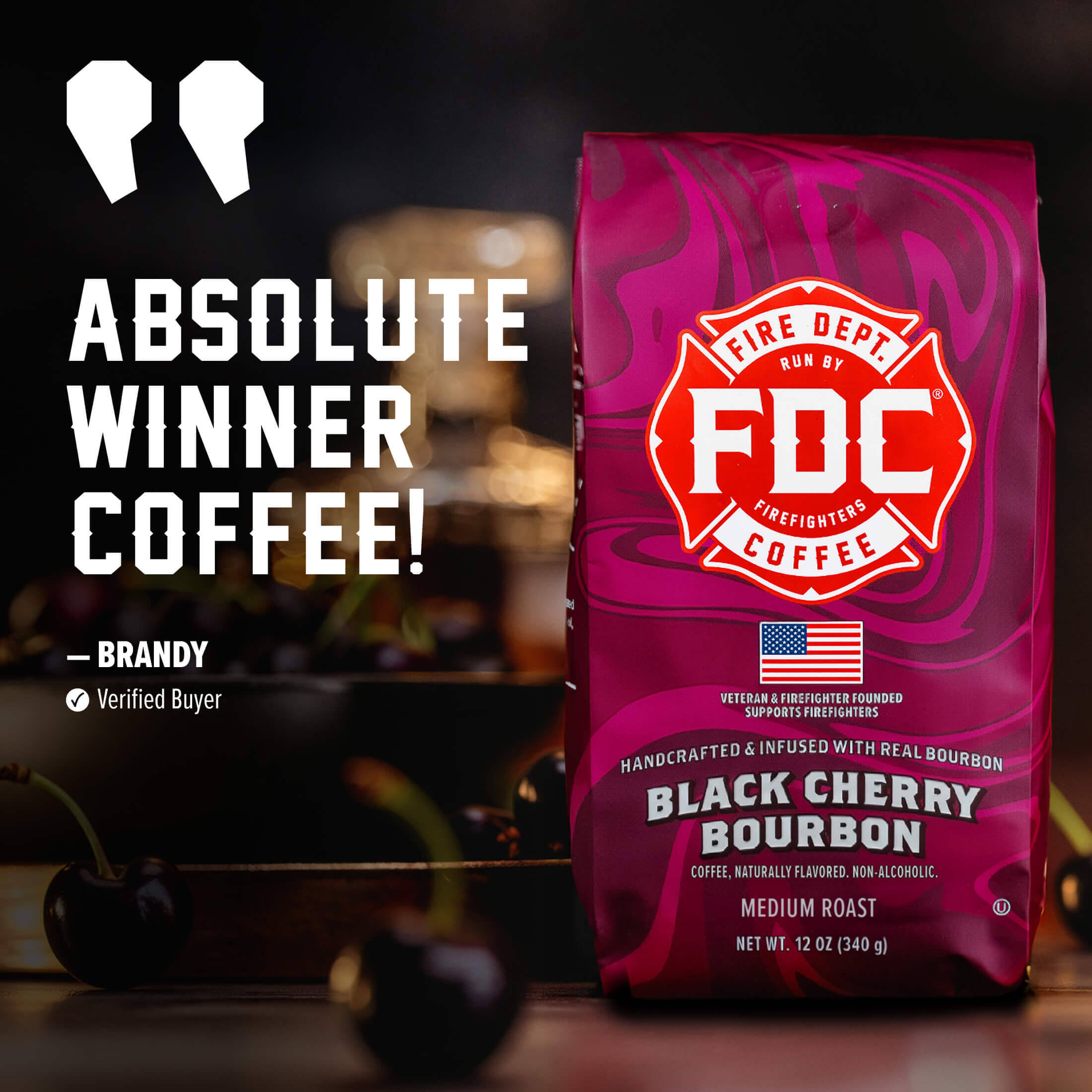 Black Cherry Bourbon Infused Coffee - Fire Department Coffee