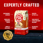 Fire Department Coffee Vanilla Sprinkle Donut Shop 12-ounce bag beneath “Expertly Crafted,” with text highlighting responsible sourcing, premium coffee, U.S. roasting, consistent quality, and balanced, smooth taste. Gold badge reads “Veteran & Firefighter Founded” and “Supports Firefighters.”