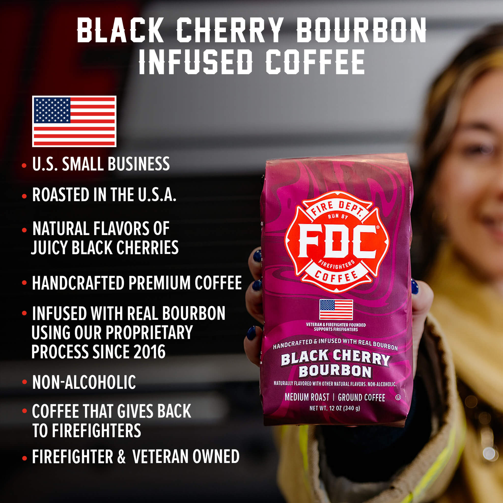 Black Cherry Bourbon Infused Coffee - Fire Department Coffee