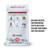 The back of a Fire Department Coffee Christmas Blend Coffee bag with fire safety tips and Kidde branding on a white background.