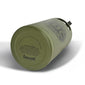 The bottom of the military green stainless steel Fire Department Coffee Growler.