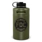 64oz military green stainless steel Fire Department Coffee Growler with Fire Department Coffee logo facing forward. 