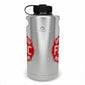 The side of the silver stainless steel Fire Department Coffee Growler to show logo on both sides.