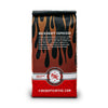 Fire Dept. Coffee's 12 ounce Backdraft Espresso package. A rectangular package with Fire Dept. Coffee's logo centered on a black field with fiery highlights.