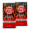 A pair of Fire Dept. Coffee 12 ounce Backdraft Espresso packages.