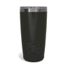 The back side of the black 20oz tumbler