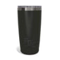 The back side of the black 20oz tumbler