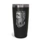 The front of the FDC Flag Black Tumbler on a white background.