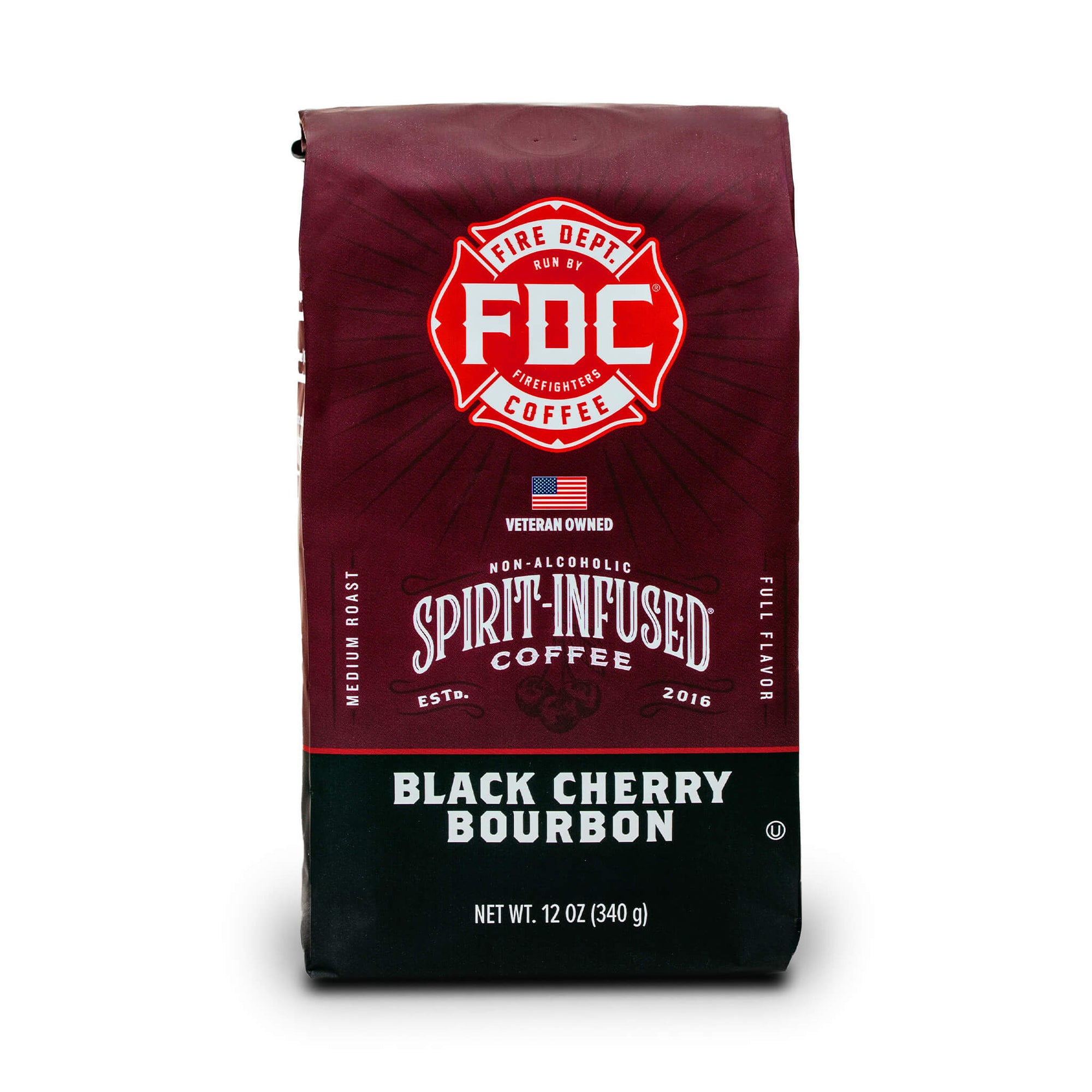 12 oz bag of black cherry bourbon infused coffee