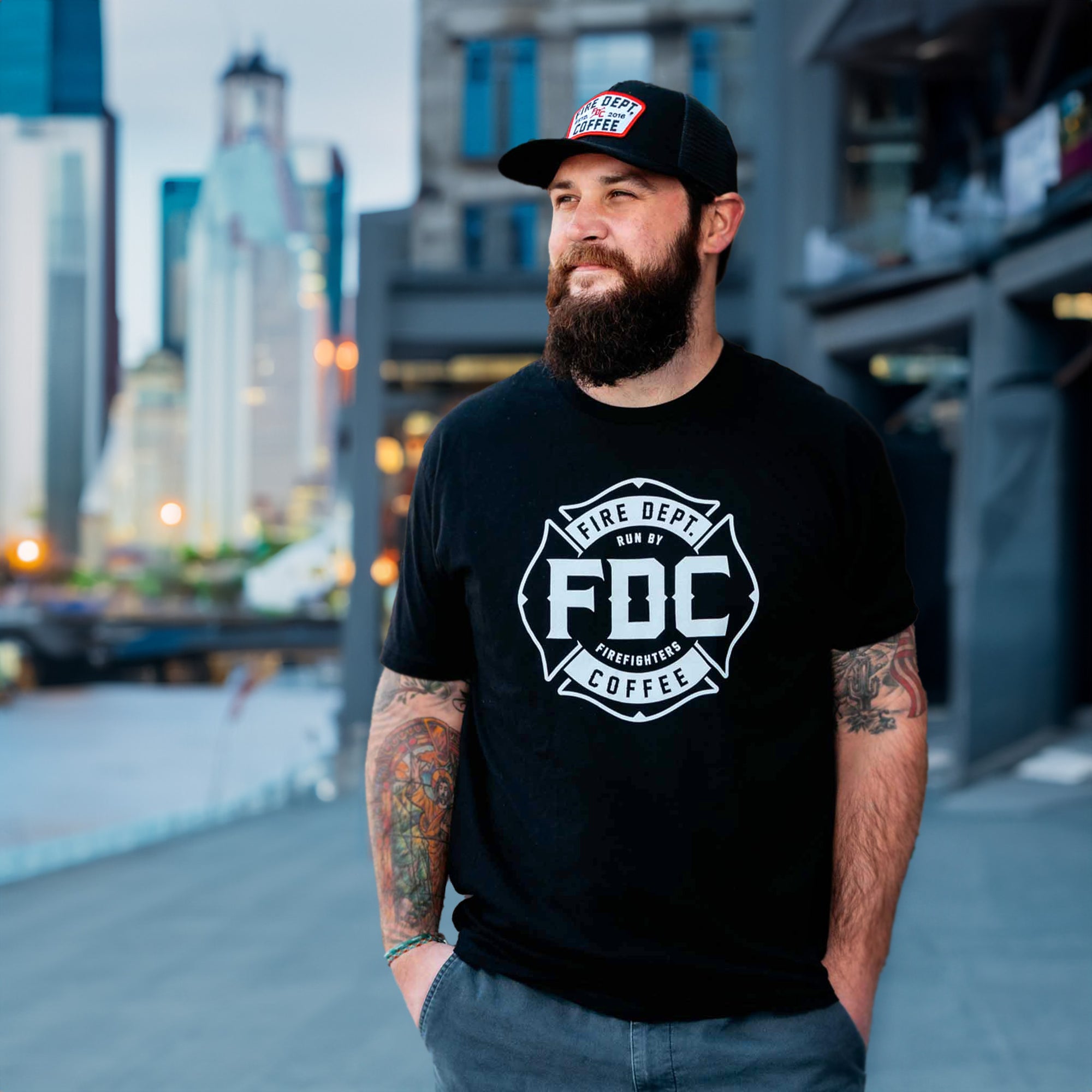 FIRE DEPARTMENT COFFEE BLACK SHIRT