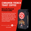 Fire Department Coffee Cinnamon French Toast coffee bag with branding and description on a red background
