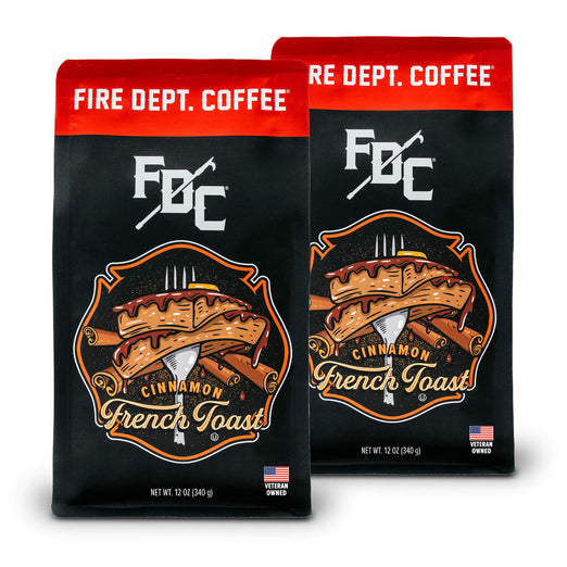 Two 12 oz bags of Cinnamon French Toast Coffee from Fire Department Coffee.