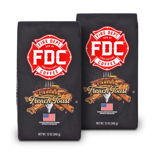 Two 12 oz bags of Cinnamon French Toast Coffee from Fire Department Coffee.