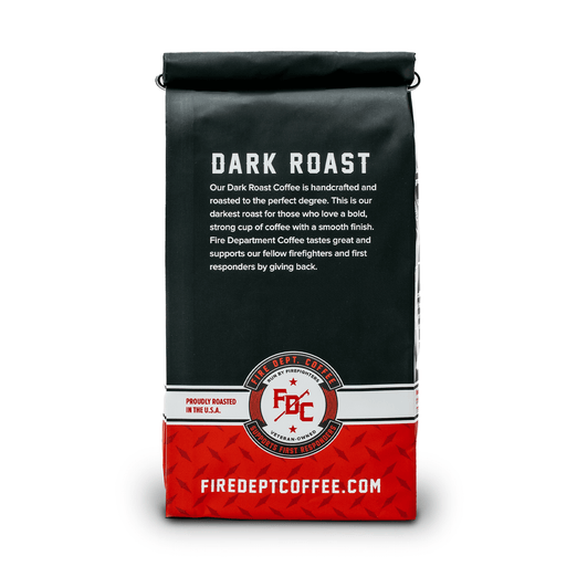 A 12 ounce package of Fire Department Coffee’s Dark Roast.