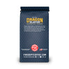 The back of the Dragon Slayer Bourbon Infused coffee bag with Fire Department Coffee branding and text on a white background.