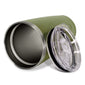 The inside of a 20 ounce green tumbler