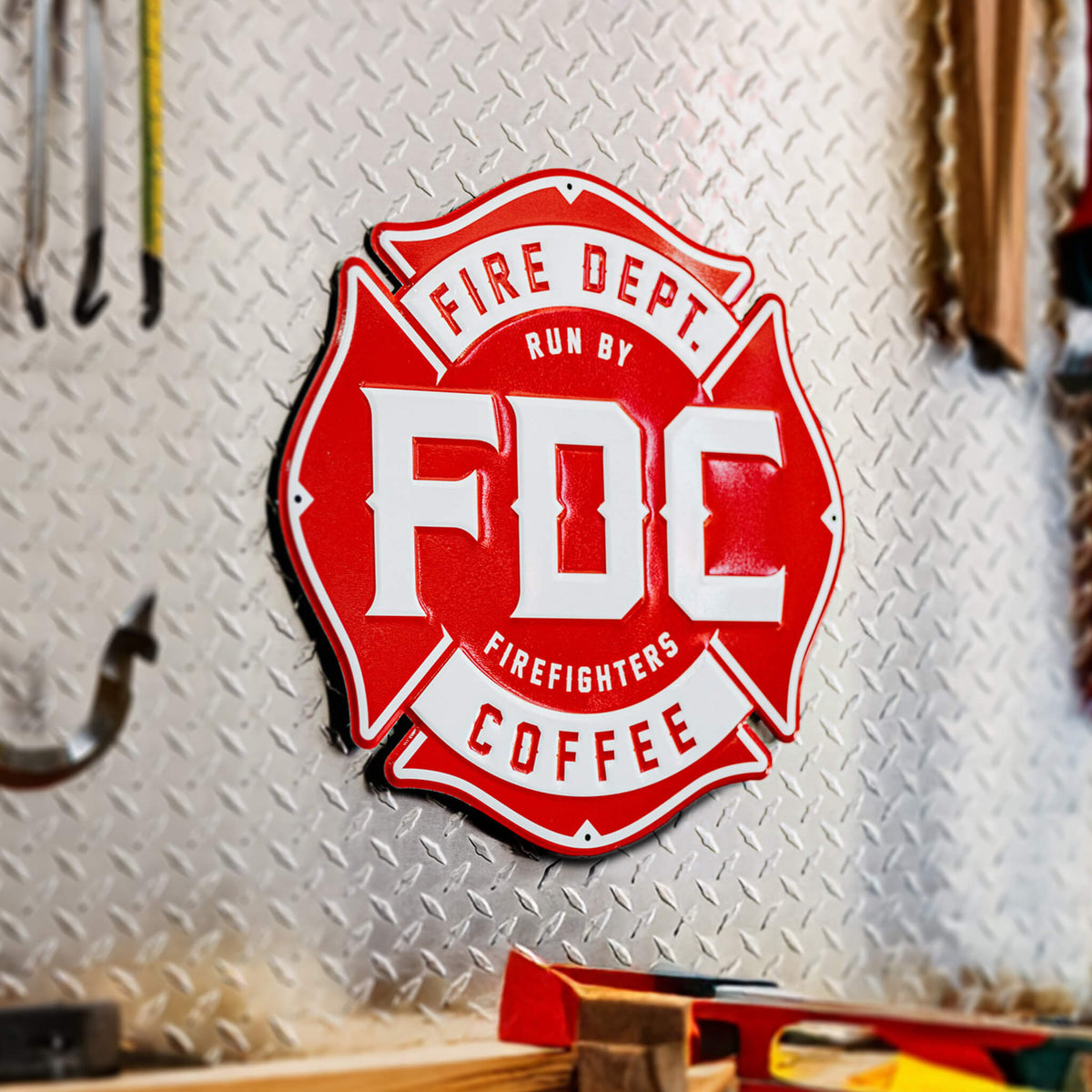 Fdc Sign FDC Metal Sign - Firefighter Sign - Fire Department Coffee