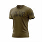 Military green short sleeve t shirt with ”Fire Dept. Coffee” in large letters across the chest and the FDC maltese cross logo on the sleeve