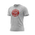 A gray t-shirt with the red Fire Department Coffee maltese cross logo on the front