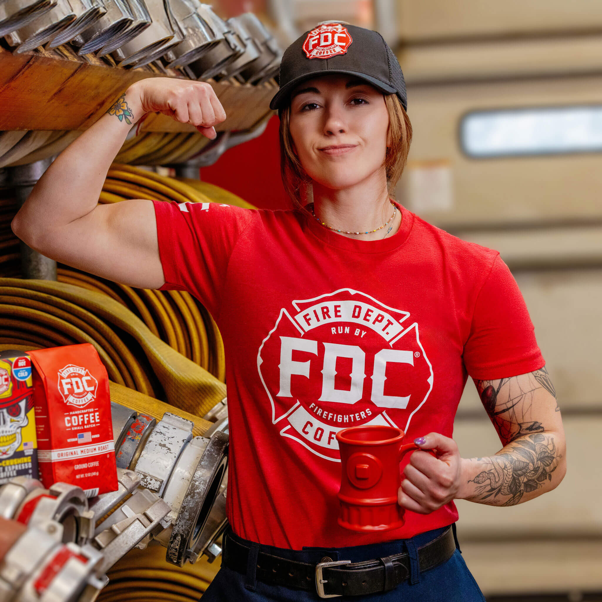 Fire Department Coffee Red Shirt